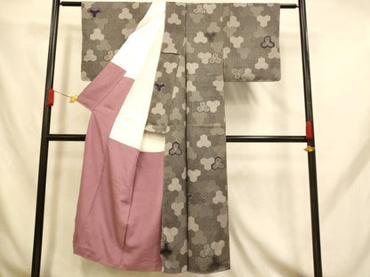 平和屋着物■江戸小紋 吉祥文 黒地 正絹 逸品 AABH9183fw