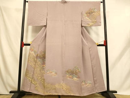 平和屋着物■中国三大刺繍 汕頭刺繍 スワトウ刺繍 訪問着 手描き 風景文 金彩 正絹 逸品 AABH9184fw
