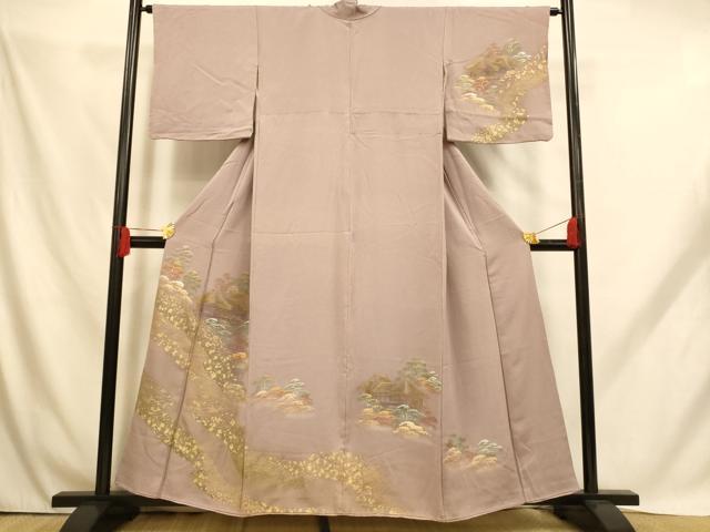 平和屋着物■中国三大刺繍 汕頭刺繍 スワトウ刺繍 訪問着 手描き 風景文 金彩 正絹 逸品 AABH9184fw