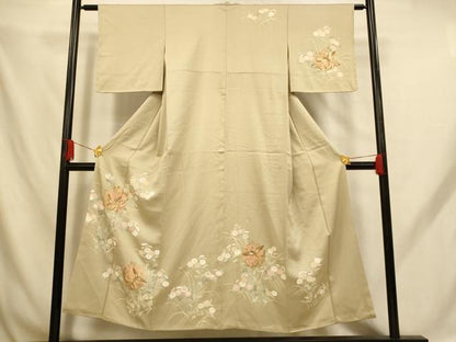 平和屋着物■訪問着 駒刺繍 草花鳳凰丸文 金銀彩 正絹 逸品 未使用 AABH9185fw