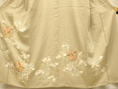 平和屋着物■訪問着 駒刺繍 草花鳳凰丸文 金銀彩 正絹 逸品 未使用 AABH9185fw