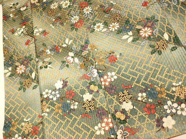 平和屋着物■上質な小紋 枝花文 暈し染め 金彩 正絹 逸品 AABH9186fw
