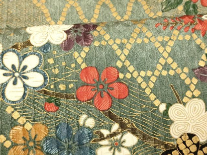 平和屋着物■上質な小紋 枝花文 暈し染め 金彩 正絹 逸品 AABH9186fw