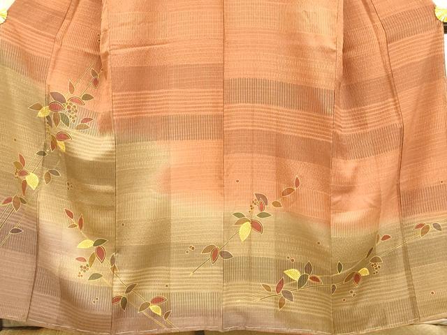 平和屋着物■訪問着 枝花文 暈し染め 金彩 正絹 逸品 未使用 AABH9187fw