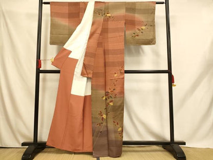 平和屋着物■訪問着 枝花文 暈し染め 金彩 正絹 逸品 未使用 AABH9187fw