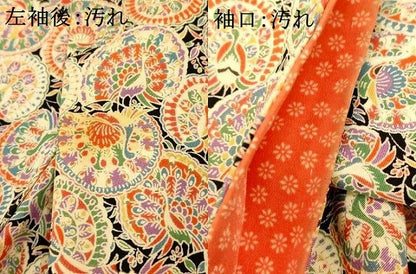 平和屋着物■上質な小紋　孔雀丸文　黒地　正絹　逸品　AABH9188fw