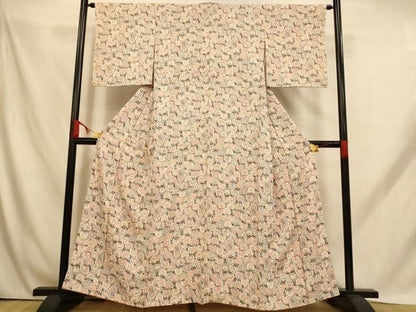 平和屋着物■上質な小紋　孔雀丸文　黒地　正絹　逸品　AABH9188fw