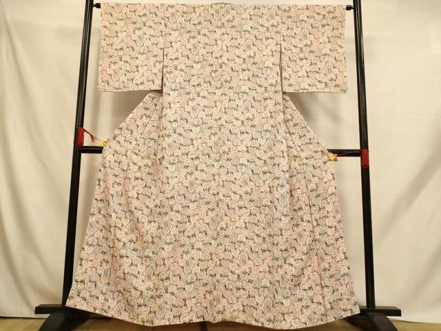 平和屋着物■上質な小紋　孔雀丸文　黒地　正絹　逸品　AABH9188fw