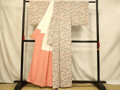 平和屋着物■上質な小紋　孔雀丸文　黒地　正絹　逸品　AABH9188fw
