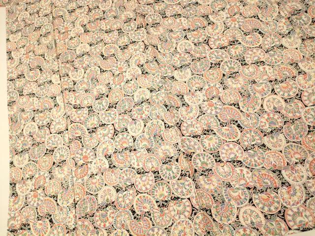平和屋着物■上質な小紋　孔雀丸文　黒地　正絹　逸品　AABH9188fw