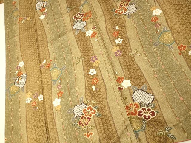 平和屋着物■上質な小紋 枝花文 暈し染め 金彩 正絹 逸品 AABH9189fw