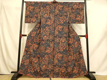 平和屋着物■上質な小紋 更紗花鳥文 松竹梅 正絹 逸品 AABH9190fw