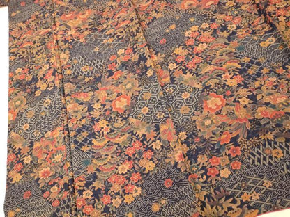 平和屋着物■上質な小紋 更紗花鳥文 松竹梅 正絹 逸品 AABH9190fw