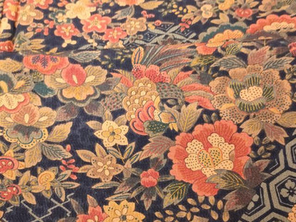 平和屋着物■上質な小紋 更紗花鳥文 松竹梅 正絹 逸品 AABH9190fw