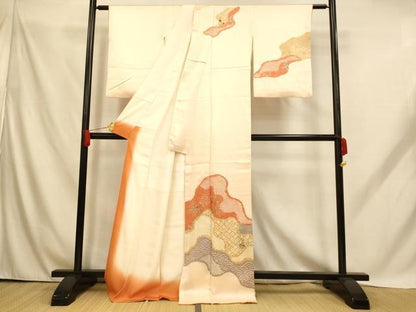 平和屋着物■訪問着　絞り　刺繍　道長草花文　金糸　金彩　正絹　逸品　AABH9191fw