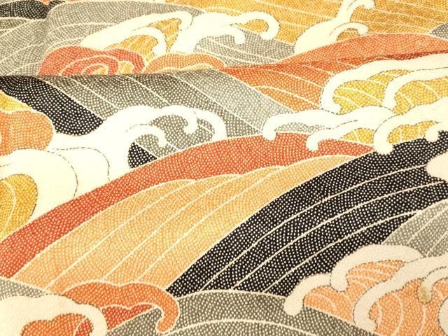 平和屋着物■上質な小紋　立波文　正絹　逸品　AABH9193fw