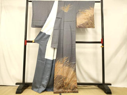 平和屋着物■訪問着　駒刺繍　笹文　暈し染め　金彩　正絹　逸品　AABH9215fw