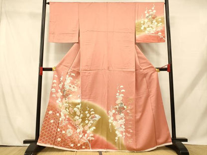 平和屋着物■訪問着 扇子御所車文 松 暈し染め 金銀彩 正絹 逸品 未使用 AABH9218fw