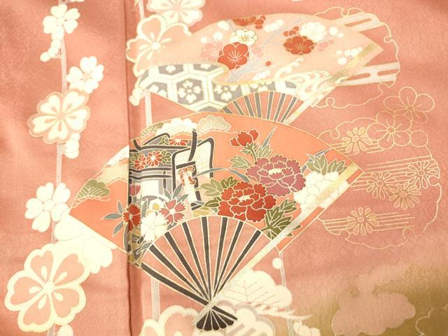 平和屋着物■訪問着 扇子御所車文 松 暈し染め 金銀彩 正絹 逸品 未使用 AABH9218fw