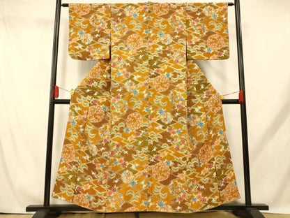 平和屋着物■上質な小紋　枝花丸文　正絹　逸品　AABH9220fw