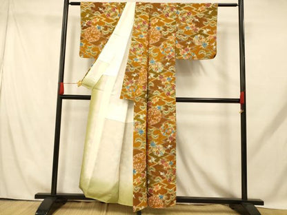 平和屋着物■上質な小紋　枝花丸文　正絹　逸品　AABH9220fw