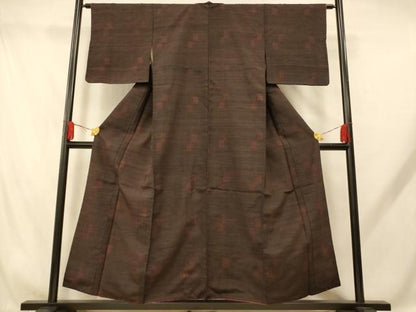 平和屋着物■上質な紬　色紙花文　正絹　逸品　AABH9221fw