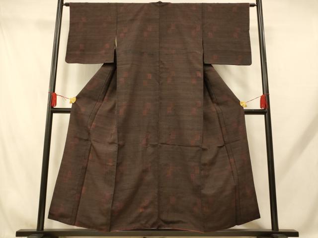 平和屋着物■上質な紬　色紙花文　正絹　逸品　AABH9221fw