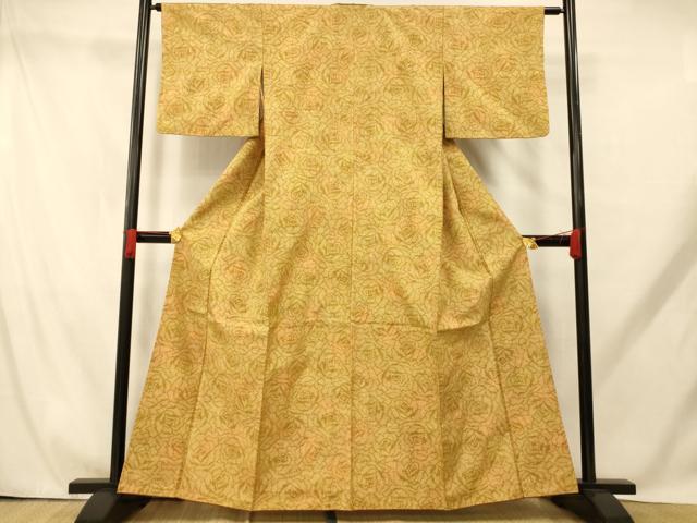 平和屋着物■上質な紬　薔薇文　暈し染め　正絹　逸品　AABH9226fw