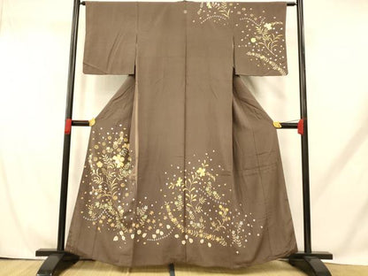 平和屋着物■訪問着 友禅 駒刺繍 更紗花文 金彩 正絹 逸品 AABH9231fw