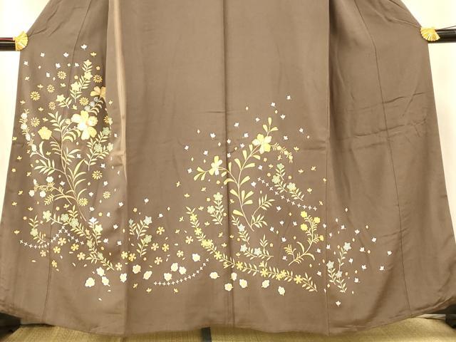 平和屋着物■訪問着 友禅 駒刺繍 更紗花文 金彩 正絹 逸品 AABH9231fw