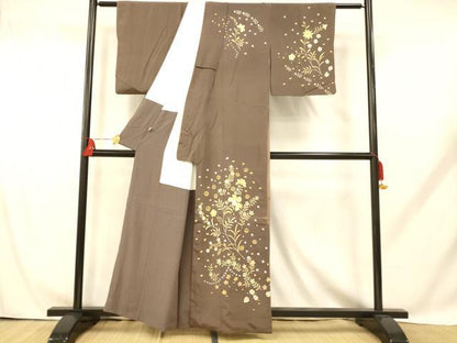 平和屋着物■訪問着 友禅 駒刺繍 更紗花文 金彩 正絹 逸品 AABH9231fw