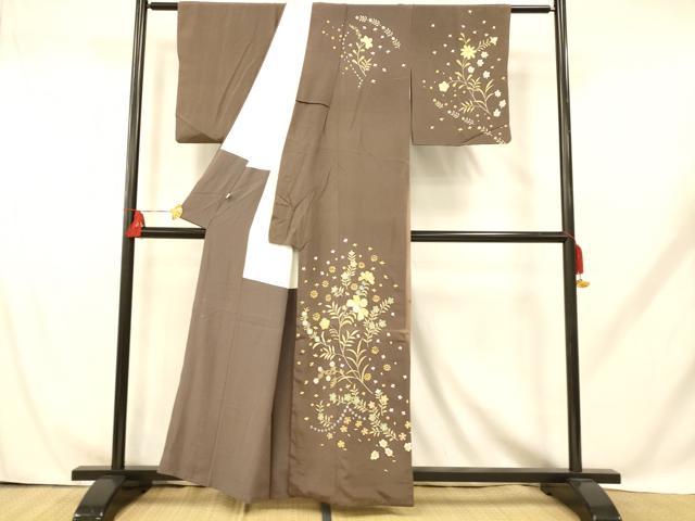 平和屋着物■訪問着 友禅 駒刺繍 更紗花文 金彩 正絹 逸品 AABH9231fw