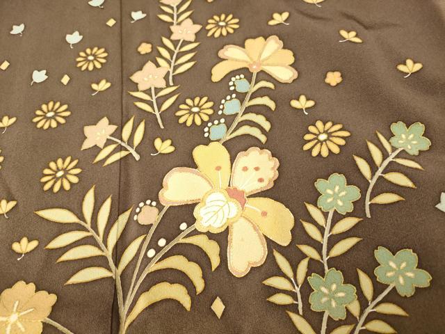 平和屋着物■訪問着 友禅 駒刺繍 更紗花文 金彩 正絹 逸品 AABH9231fw