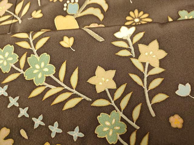 平和屋着物■訪問着 友禅 駒刺繍 更紗花文 金彩 正絹 逸品 AABH9231fw