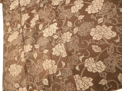 平和屋着物■上質な紬　更紗花文　正絹　逸品　AABH9232fw