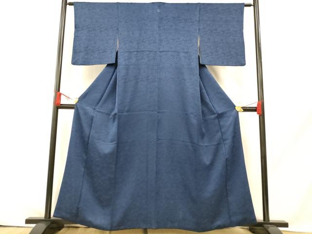 平和屋着物■上質な色無地 流水地紋 紺青色 正絹 逸品 AABH9233fw