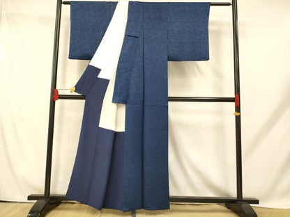 平和屋着物■上質な色無地 流水地紋 紺青色 正絹 逸品 AABH9233fw