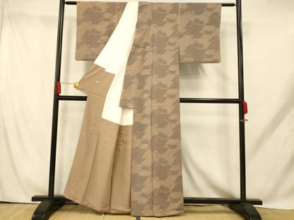 平和屋着物■上質な小紋　枝花松皮菱文　正絹　逸品　AABH9234fw