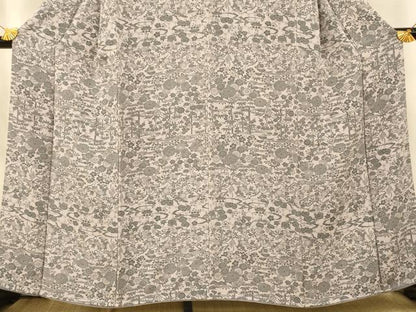 平和屋着物■上質な小紋　型染め　横段草花文　正絹　逸品　AABH9235fw