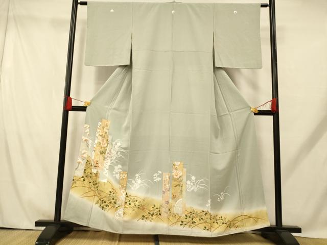 平和屋着物■豪華色留袖　駒刺繍　草花色紙文　暈し染め　金彩　正絹　逸品　AABH9236fw
