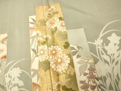 平和屋着物■豪華色留袖　駒刺繍　草花色紙文　暈し染め　金彩　正絹　逸品　AABH9236fw