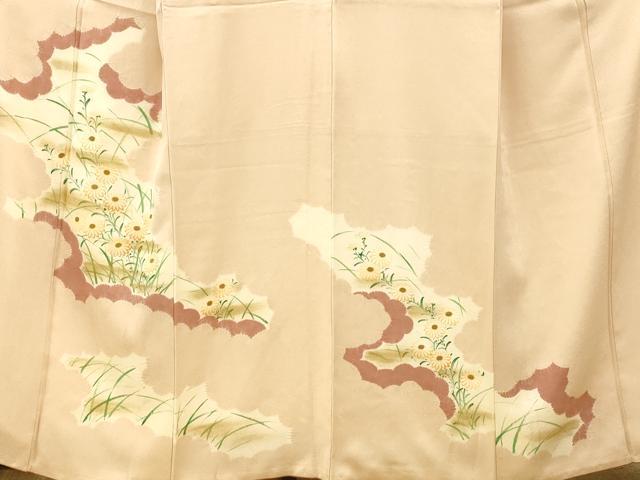 平和屋着物■訪問着 手描き 絞り 雲取り草花文 正絹 逸品 AABH9237fw