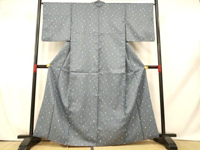 平和屋着物■小紋 茶器文 洗える着物 AABH9240fw