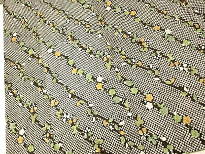 平和屋着物■小紋　斜縞枝梅文　黒地　洗える着物　AABH9242fw