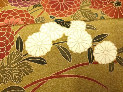 平和屋着物■訪問着　草花文　刺繍　たたき染め　金彩　正絹　逸品　AABH9246fw