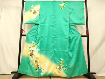平和屋着物■訪問着 草花文 暈し染め 正絹 逸品 AABH9256fw