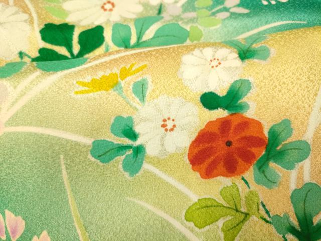 平和屋着物■訪問着 草花文 暈し染め 正絹 逸品 AABH9256fw