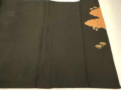 平和屋着物■豪華黒留袖　駒刺繍　御所車宝尽くし文様　金彩　正絹　逸品　AABH9257fw