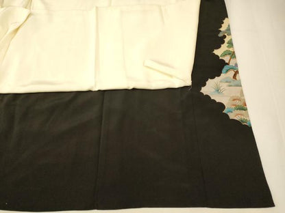 平和屋着物■豪華黒留袖 飛鶴松竹梅文 金彩 正絹 逸品 AABH9258fw
