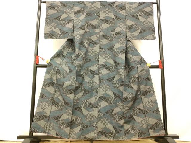 平和屋着物■上質な紬 吉祥松皮菱文 正絹 逸品 未使用 AABH9259fw
